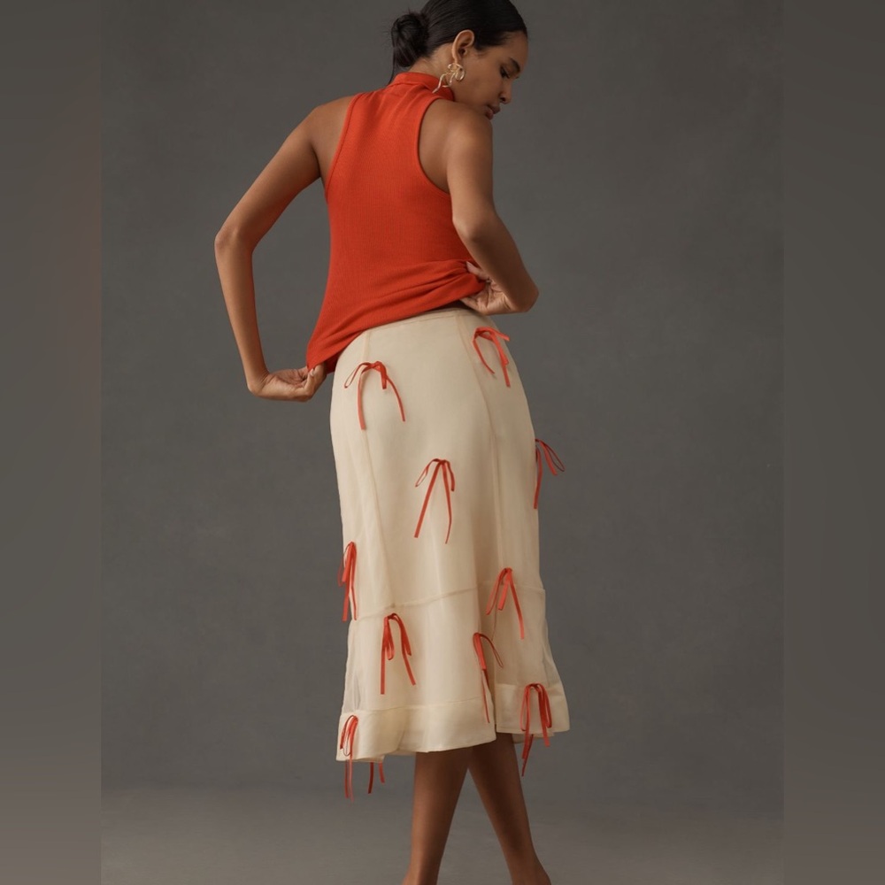 NWT Anthropologie Maeve Ribbon Pencil Midi Skirt